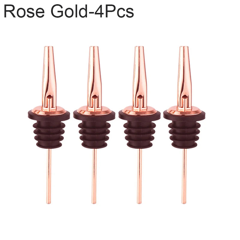 4Pcs Black/Rose Gold/Silver Liquor Pourers, Stainless Steel Liquor Bottle Pourers for Alcohol, Bar Accessories Pour Spouts