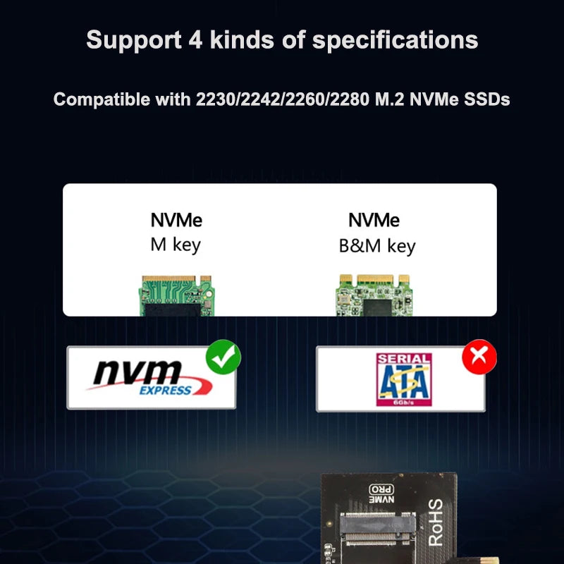 M.2 NVMe M-Key to PCIe 3.0 SSD Adapter Card  PCIe X4 X8 X16 For Desktop PC PCI-E Graphics Card Sot