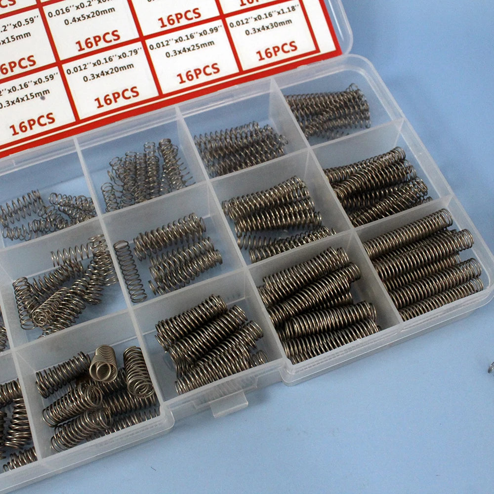 Professional 240pcs Springs Assortment Kit with 15 Sizes Stainless Steel Galvanized Mini Compression/Extension/Torsion Springs