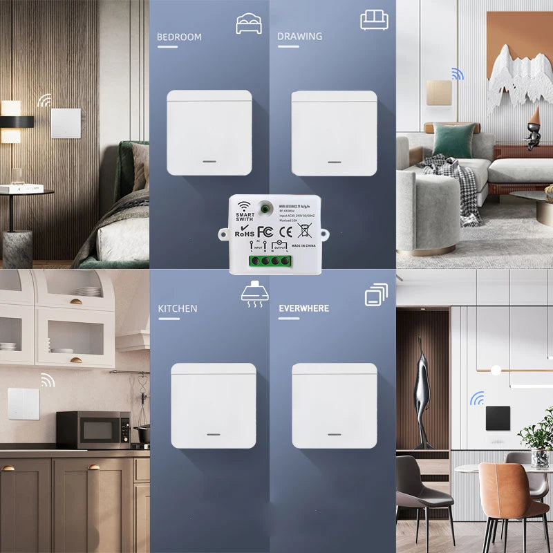 86 Wireless Smart RF 433Mhz 100-220V Wall Panel with Remote Control Mini Relay Receiver Home Led Light Lamp Switch