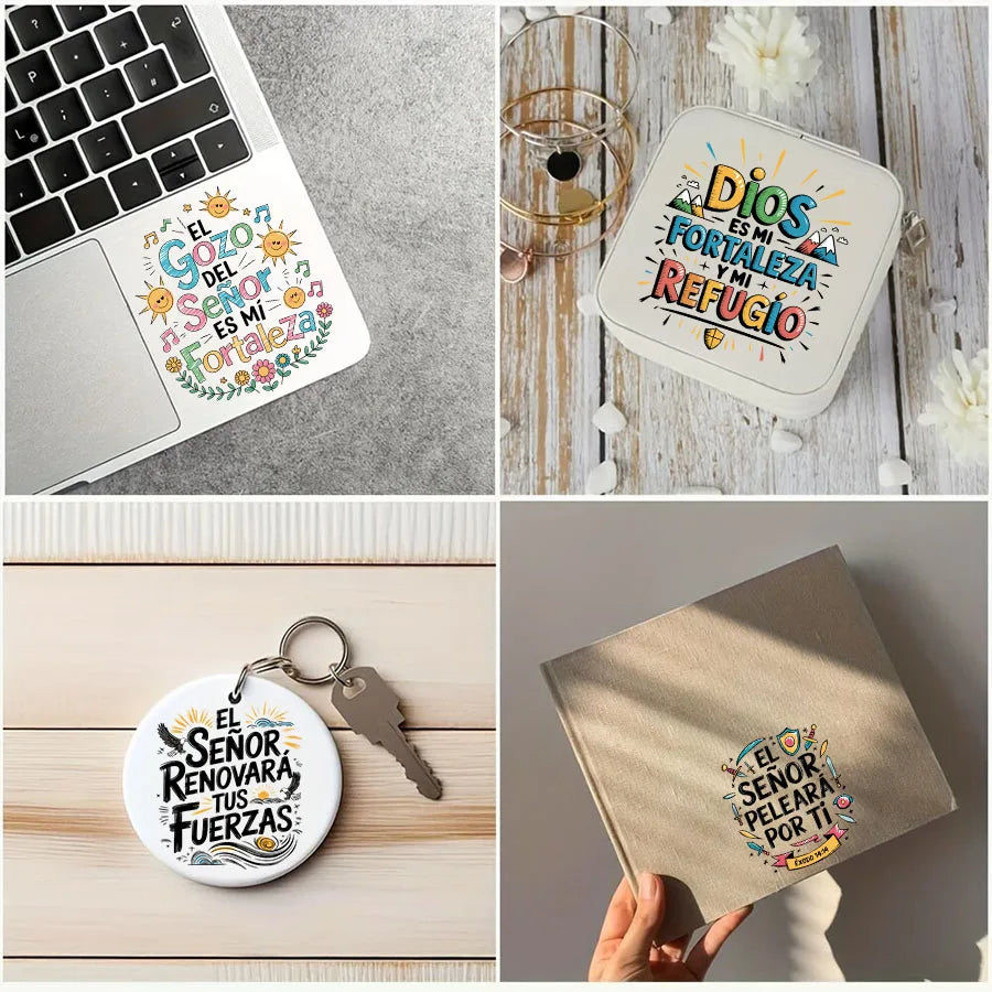 12pcs Spanish Bible Verse Christian DIY UV DTF Rub On Transfer Stickers Crafts Glass Mug Cup Wraps Junk Journal Scrapbooking