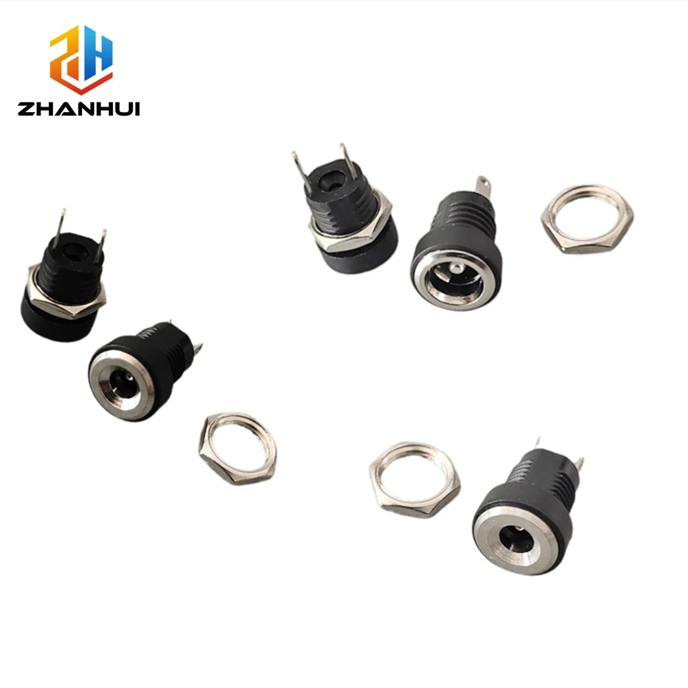 5/10pcs DC-022B DC Power Female Socket 3.5x1.3mm 5.5x2.1mm 5.5*2.5mm 2Pin Jack Hole Panel Mount Connector Adapter