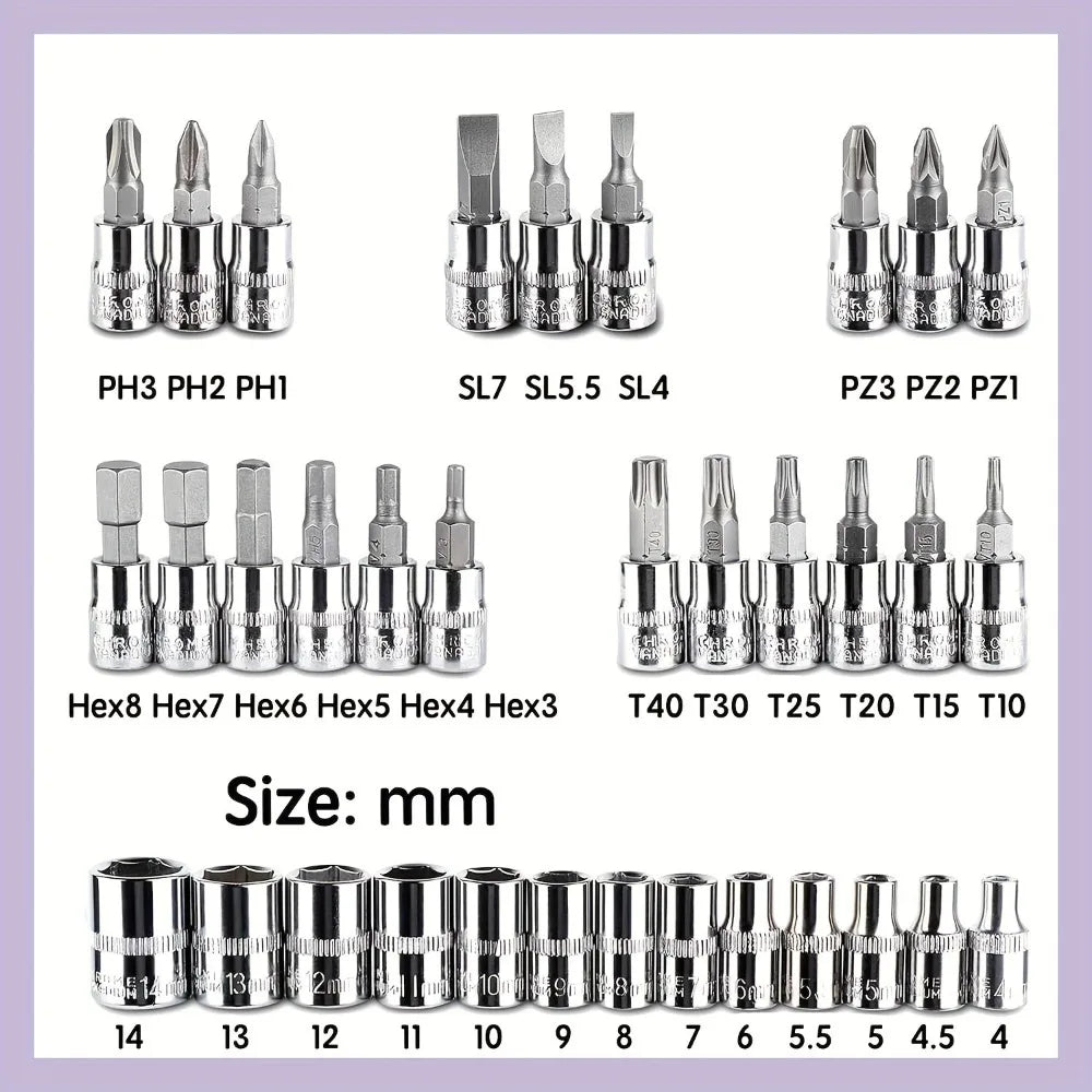 46Pc Auto Maintenance Vehicle-mounted Socket Repair Set Family Tools Factory Sale Auto Repair Combination Ratchet Wrench Toolbox