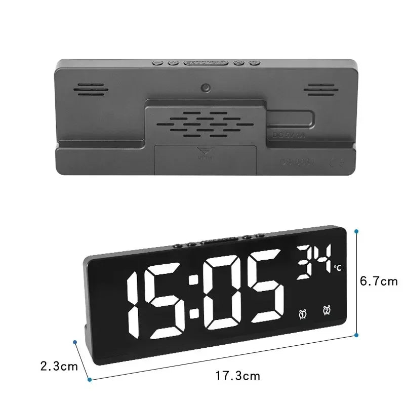 Desk ClockWith Temperature Display Dual Alarms Snooze Function Night Mode LED Display