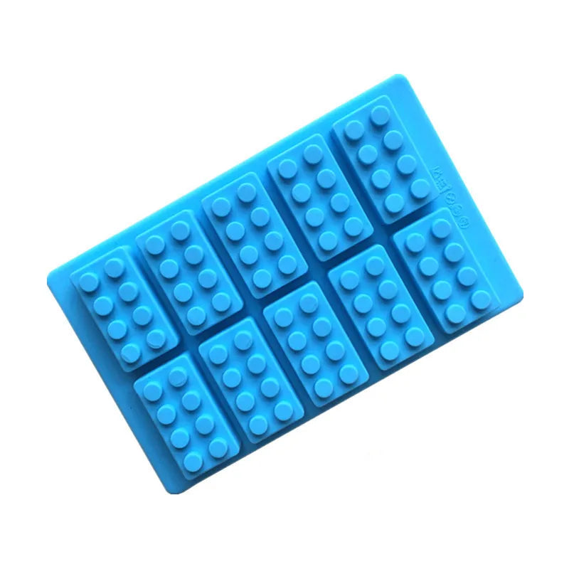 1/6PCS Block Silicone Mold Building Brick Robot Chocolate Jelly Ice Cube Tray Cake Decoration Cupcake Topper Kids Birthday Party