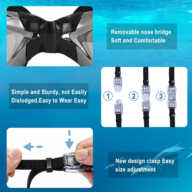High Definition Swimming Goggles Adult Fashion Universal Silicone Waterproof Anti-fog Electroplating Swimming New Style