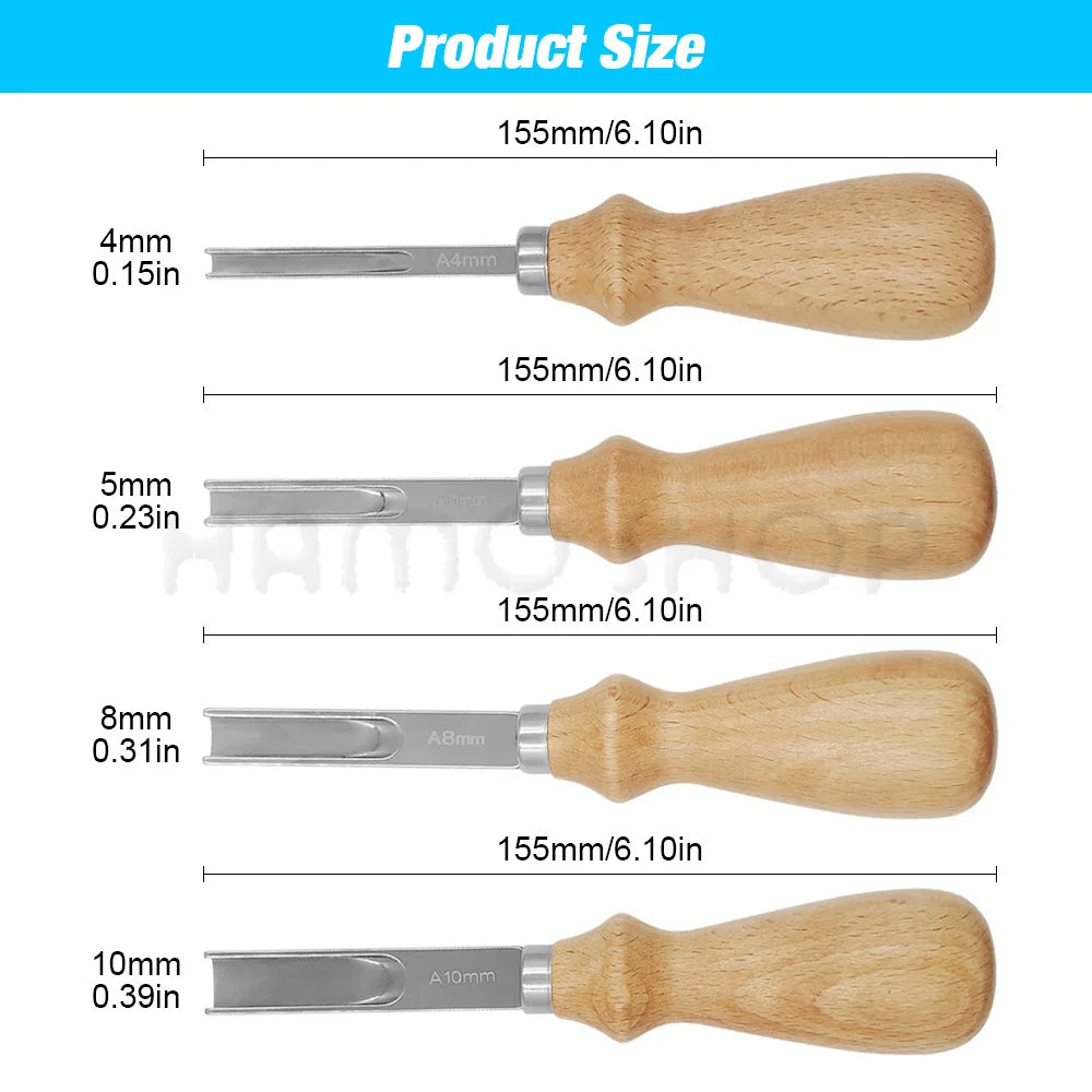 Practical Leather Craft Edge Beveler Skiving Beveling Handmade Cutting Tool Hand Trimming Cutting Wood Handles DIY Leathercraft