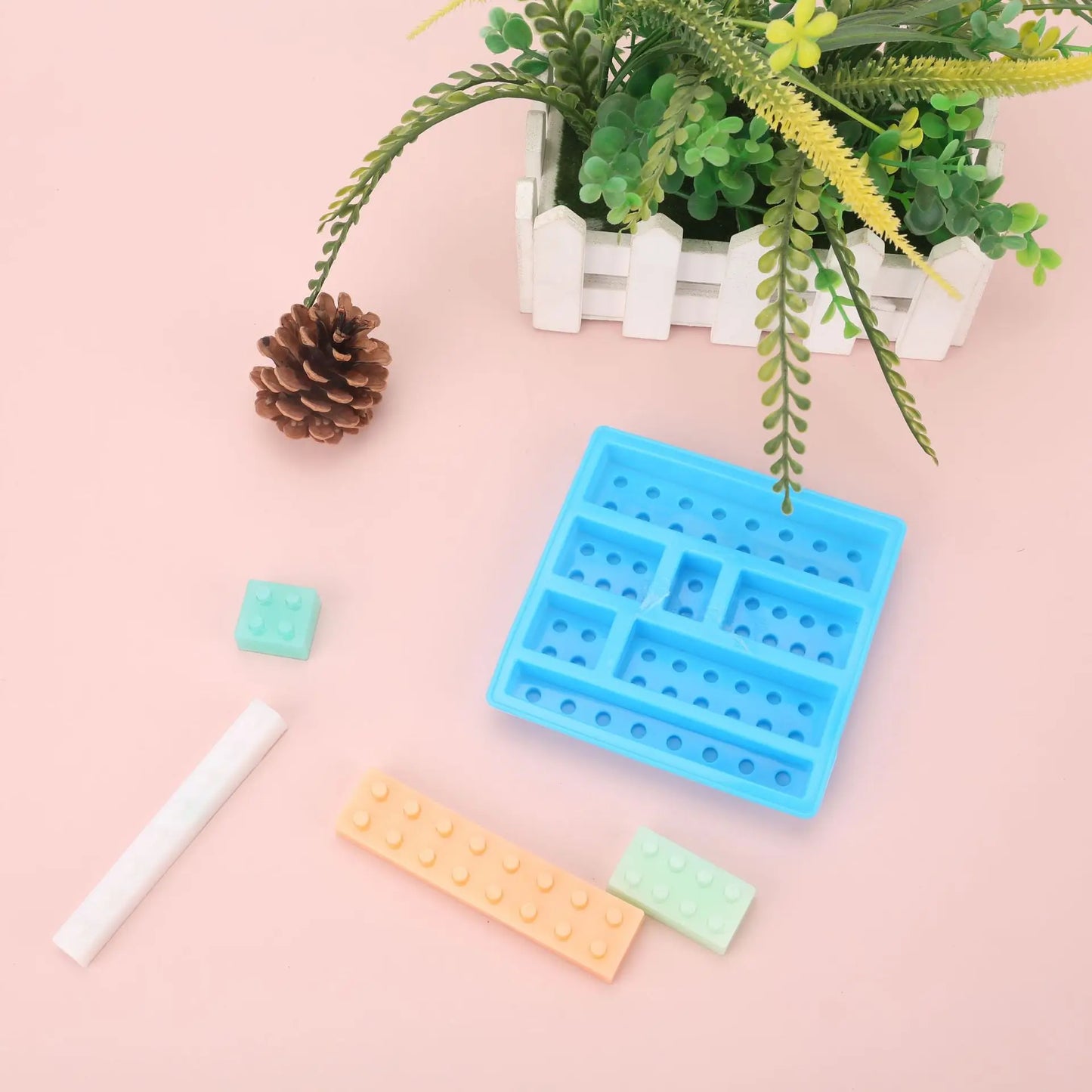 1/6PCS Block Silicone Mold Building Brick Robot Chocolate Jelly Ice Cube Tray Cake Decoration Cupcake Topper Kids Birthday Party