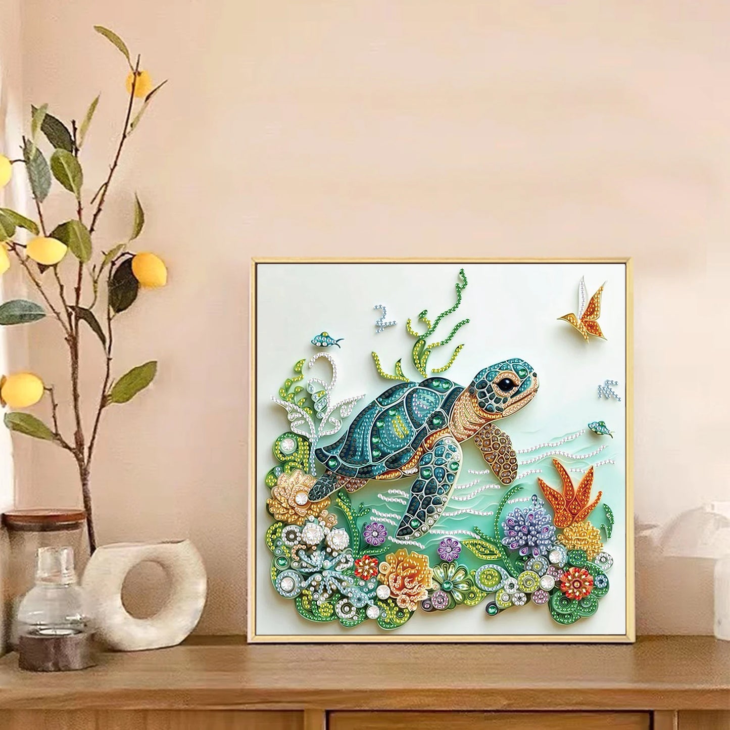 DIY Turtle and Flower 5D Special Shape Diamond Art Kits for Beginners,Diamond Art Painting Kits for Home Wall Decoration Gift