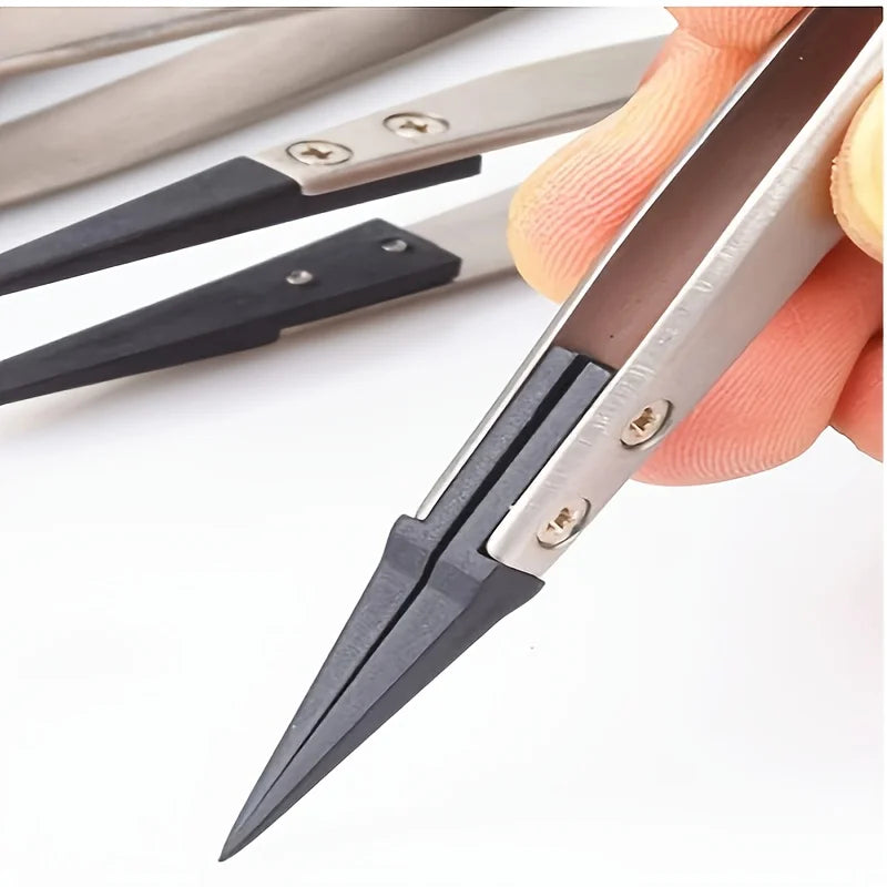 ESD anti-static precision tweezers - anti-static tips, heavy-duty metal，suitable for electronics，Electronics & Jewelry Repair