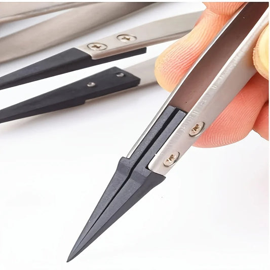 ESD anti-static precision tweezers - anti-static tips, heavy-duty metal，suitable for electronics，Electronics & Jewelry Repair