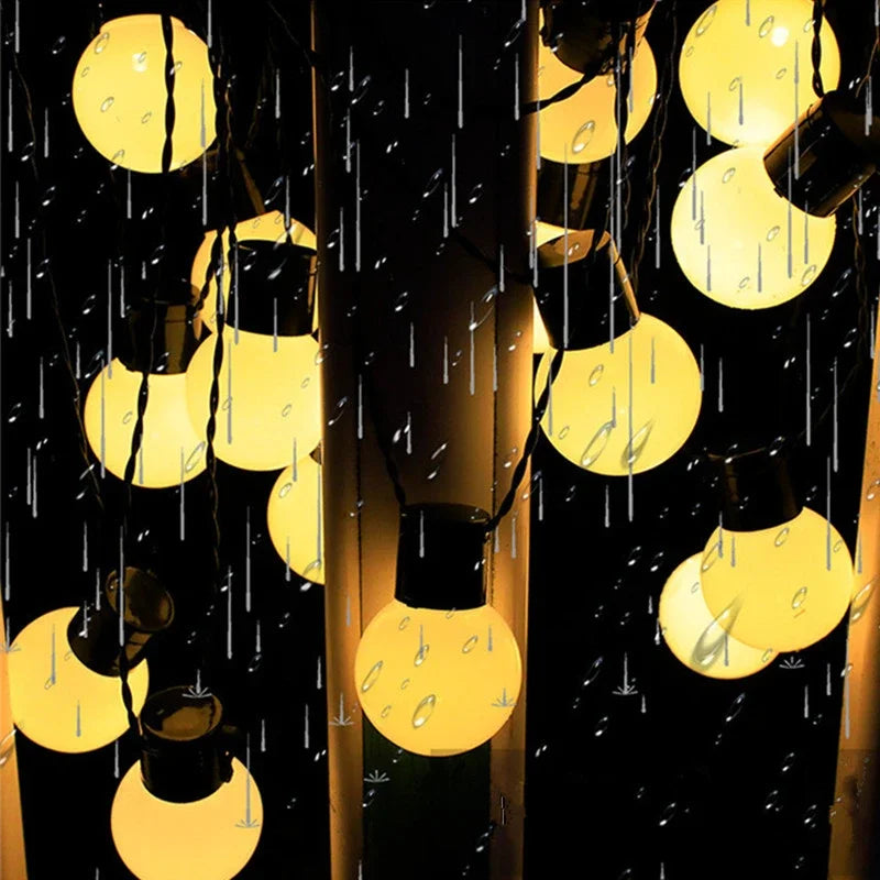 5/7/12M LED Globe Solar Fairy String Lights Bulb Christmas Garland Street Wedding Lamps Outdoor For Party Holiday Garden Patio