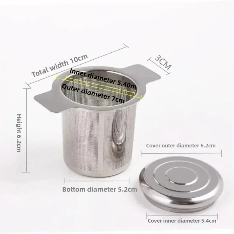 Binaural Net Stainless Steel Mesh Tea Maker with Lid Filter Coffee Filter Basket Tea Filter Be Reusable Strainer Tea Accessories