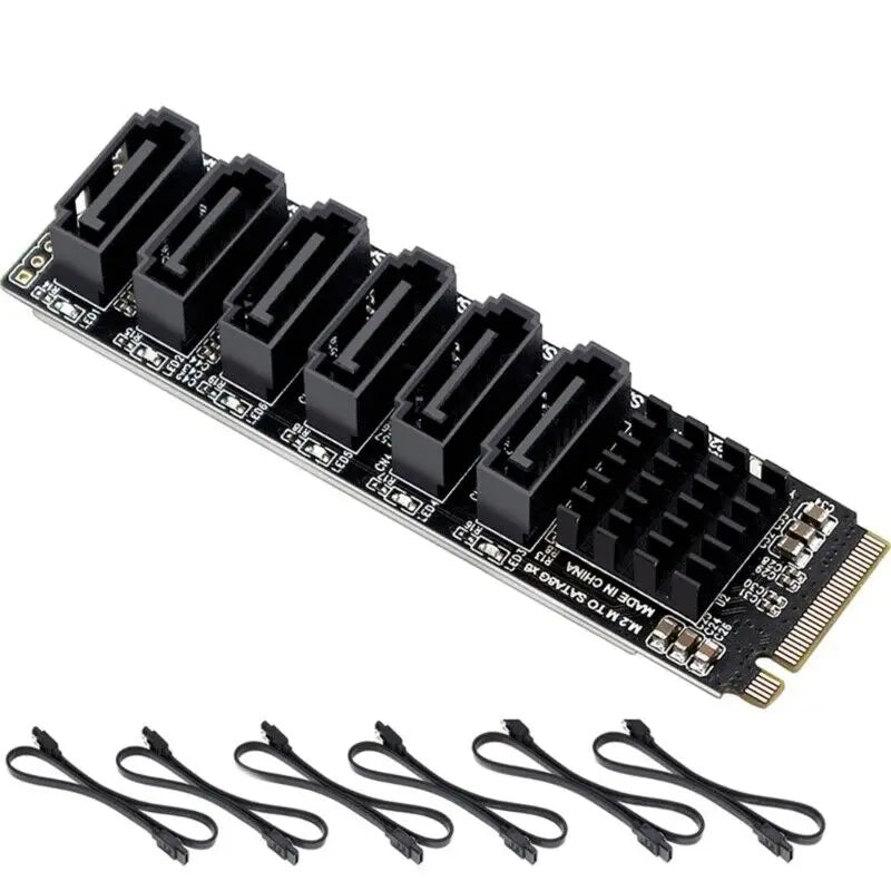 M.2 NVME PCI-E PCIE X4 X8 X16 to 6 Port 3.0 SATA Adapter Card Riser III ASM1166 6GB/S Chassis server PC Computer Expansion