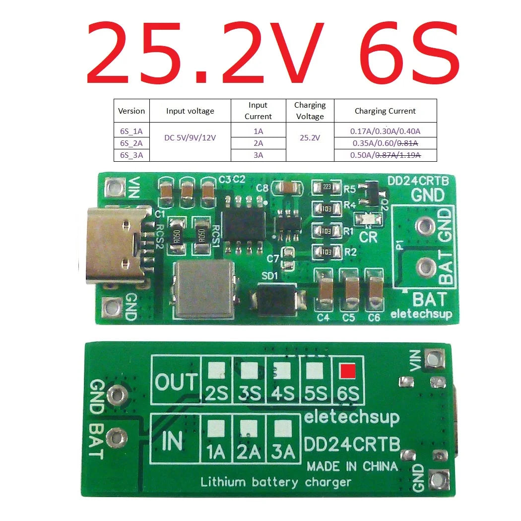1PCS 2-6Cell Li-po Li-ion 18650 Pack Charger Module Type-c DC 5V to 8.4V 12.6V 16.8V 21V 25.2V for 7.4V 11.1V 14.8V 18.5V 22.2V
