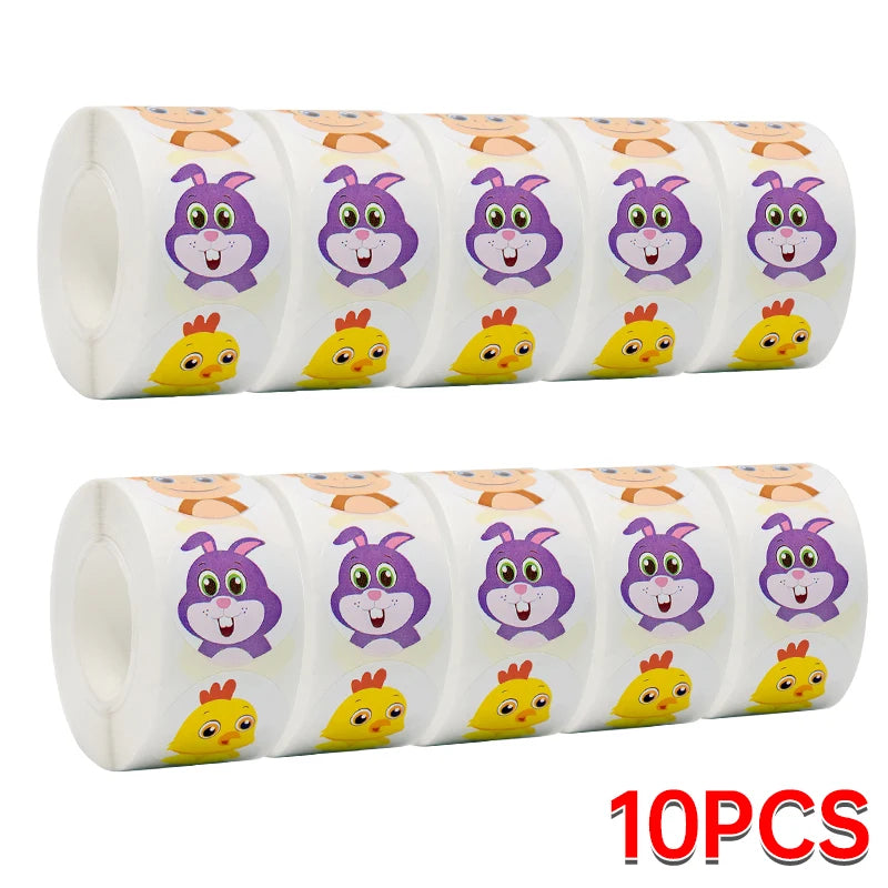 500/1000PCs Colorful Star Adhesive Stickers Kawaii Animal Scrapbook Reward Sticker Roll Labels for Kids Gift DIY Art Supplies