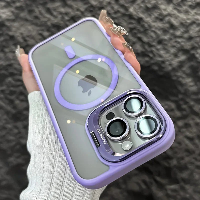 Luxury Magnetic Shockproof Macsafe Case for Magsafe IPhone 15 14 13 12 16 Pro Max Plus 11 i16 Glass Lens Protection Stand Cover