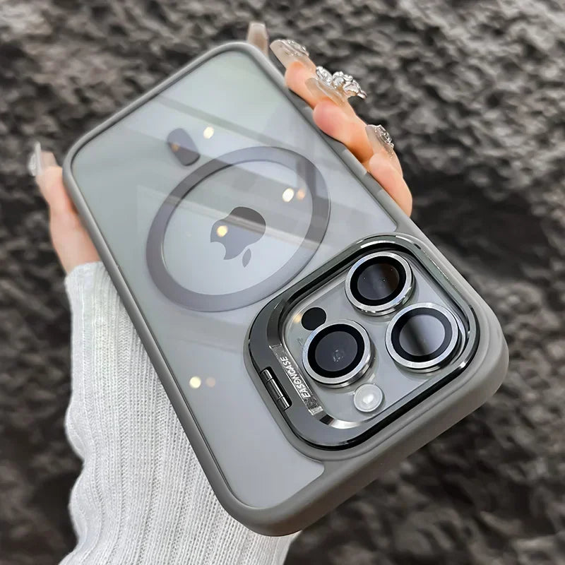 Luxury Magnetic Shockproof Macsafe Case for Magsafe IPhone 15 14 13 12 16 Pro Max Plus 11 i16 Glass Lens Protection Stand Cover