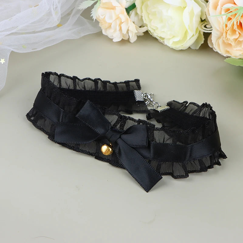 Black Lace Choker For Women Girls Gothic Bowknot Choker With Long Ribbon Lolita Clavicle Chain Necklace Halloween Jewelry Gift