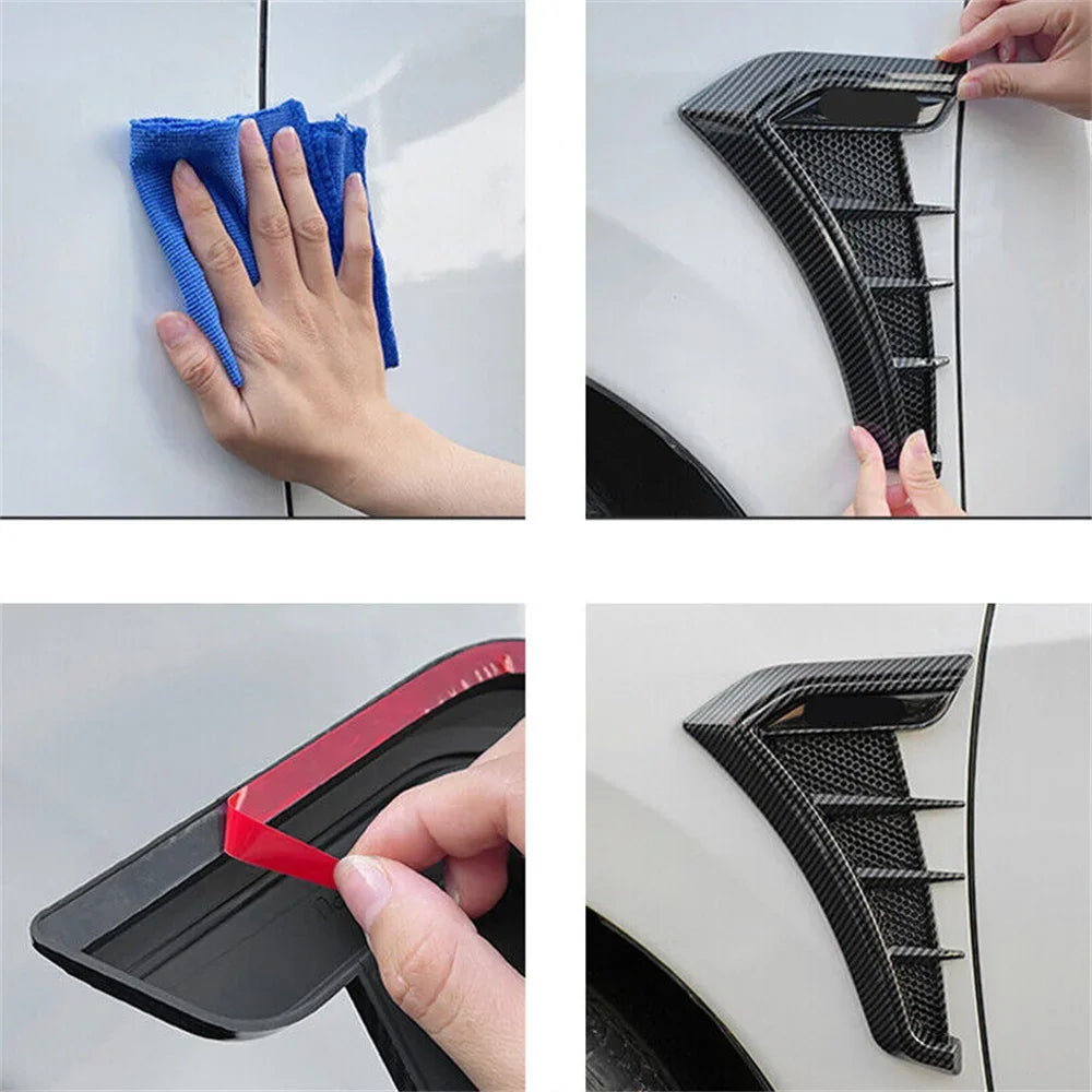 Car Styling Exterior Accessories 1 Pair Universal Carbon Black Car Fender Side Vents Air Flow Intake Hole Grille Sticker Cover