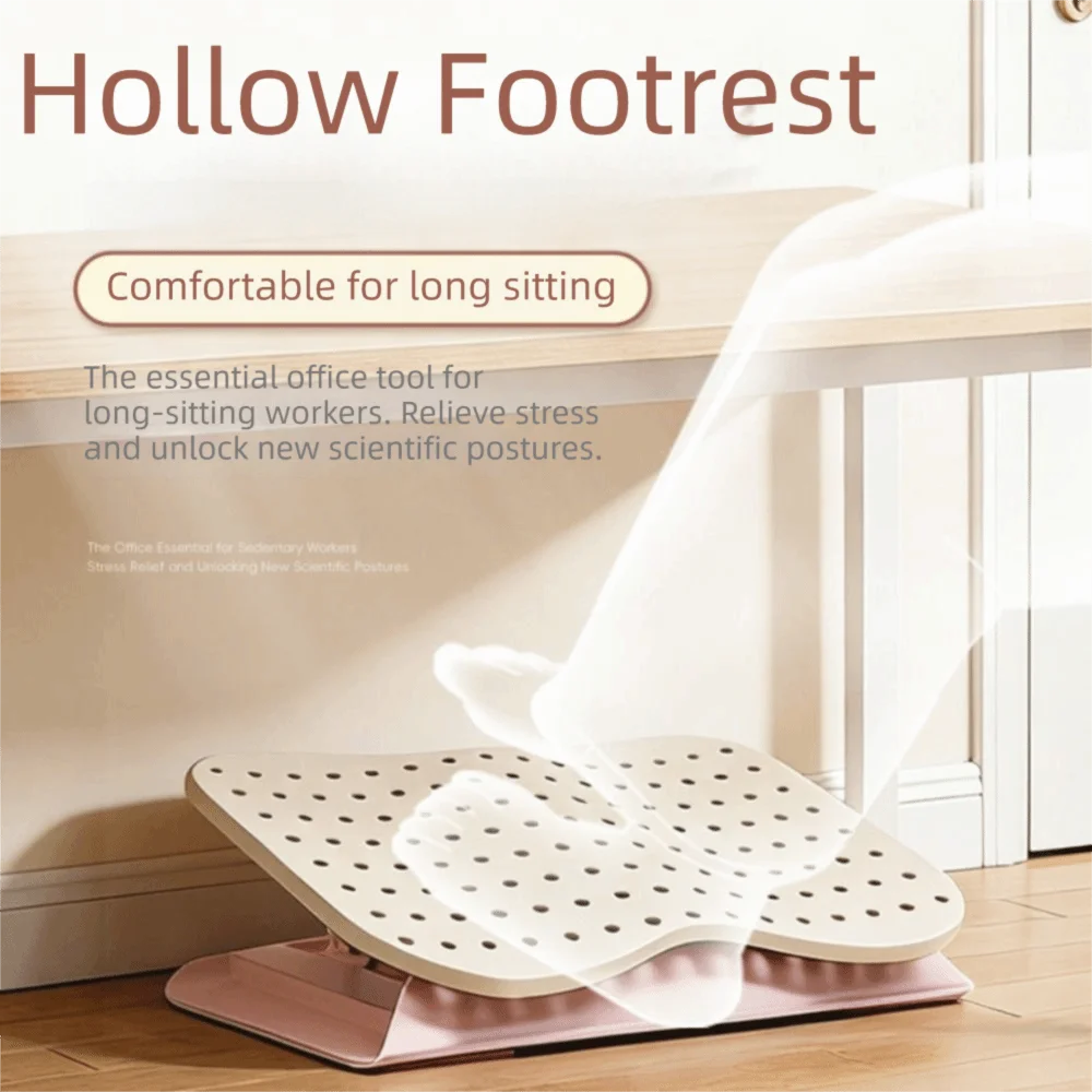 Ergonomic Under Desk Footrest Nonslip Bottom Hollow Out Office Desk Leg Rest Comfortable Breathable Adjustable Footstool