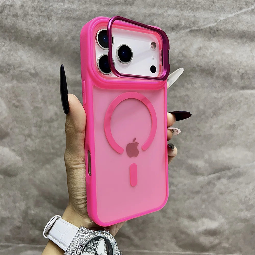 Matte Magnetic Translucent Wireless Charge Stand Case For iPhone 17 Pro Max Air 16 15 14 13 12 11 for Magsafe Must-Haves Cover