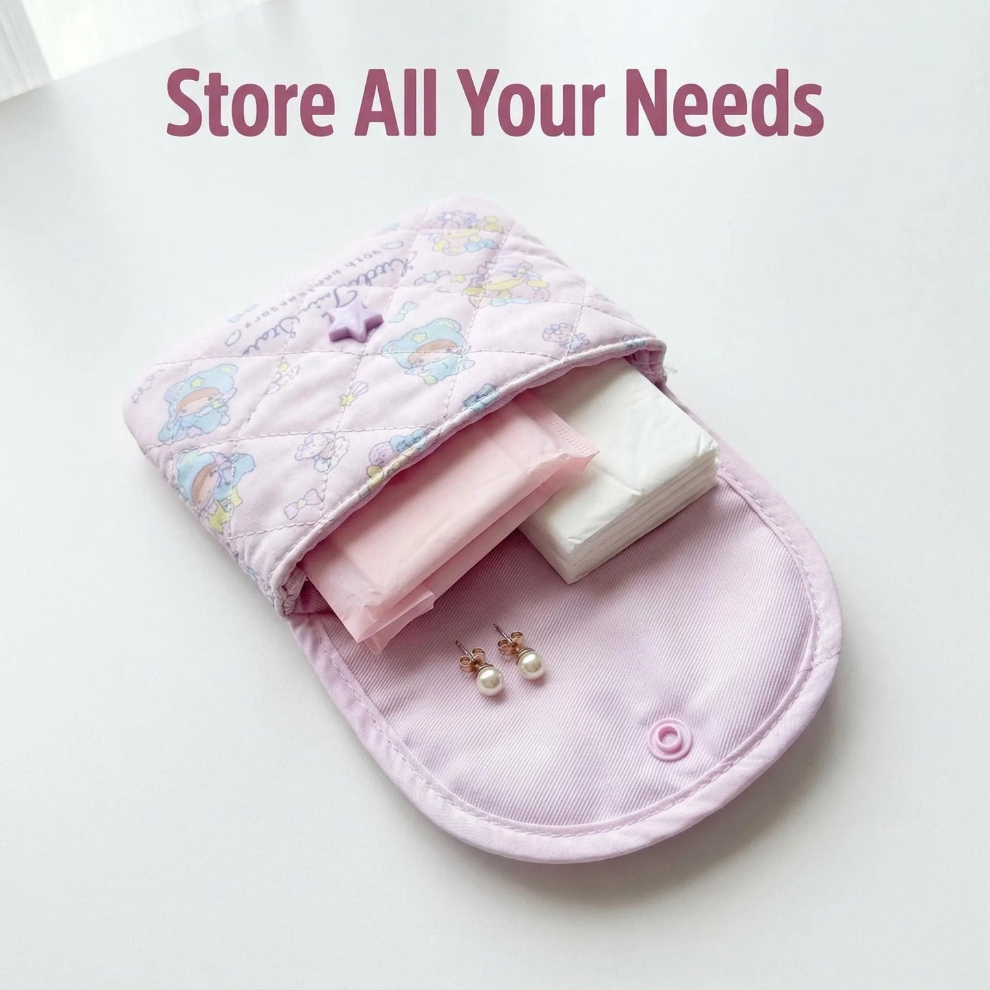 Cartoon Sanrio Little Twin Stars 50th Anniversary Tissue Bag, Small Items, Miscellaneous Items, Wallet,  Hand-held Storage Bag