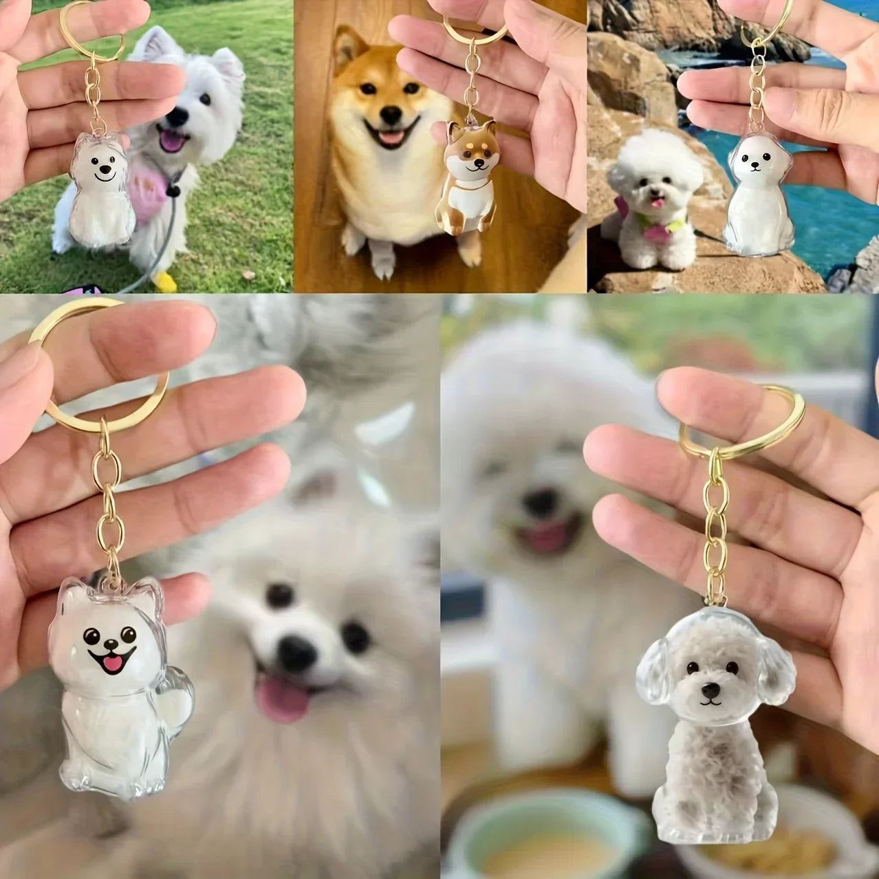 Adorable Dog Hair Storage Pendant Transparent Lovely Pet Hair Storage Box Keychain Handmade DIY Pet Souvenirs for Pet Lovers