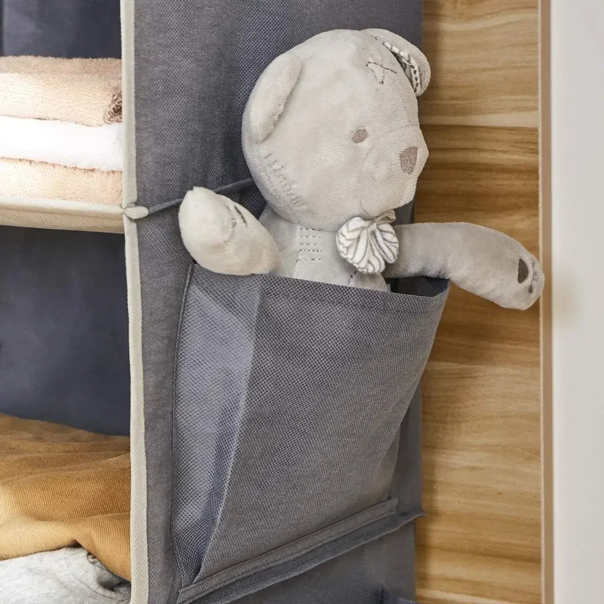 Hanging Closet Organizer, 6-Shelf Wardrobe Storage Bag with Hooks, Space Saving Foldable Fabric Shelves for Bedroom Dorm Travel