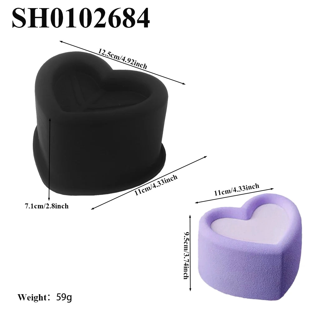 Heart Shaped Cylindrical Square Texture French Mousse Cake Mould Silicone Soap Mold Jelly Pudding Dessert Tools Kitchen Bakeware