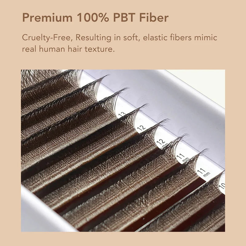 DIYDAY Brown 3D 4D 5D W-Shaped Eyelashes Easy Apply Premade Fan Lashes Natural Soft W Style False Mink Eyelash Extension