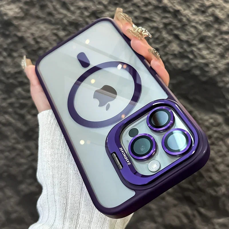 Luxury Magnetic Shockproof Macsafe Case for Magsafe IPhone 15 14 13 12 16 Pro Max Plus 11 i16 Glass Lens Protection Stand Cover