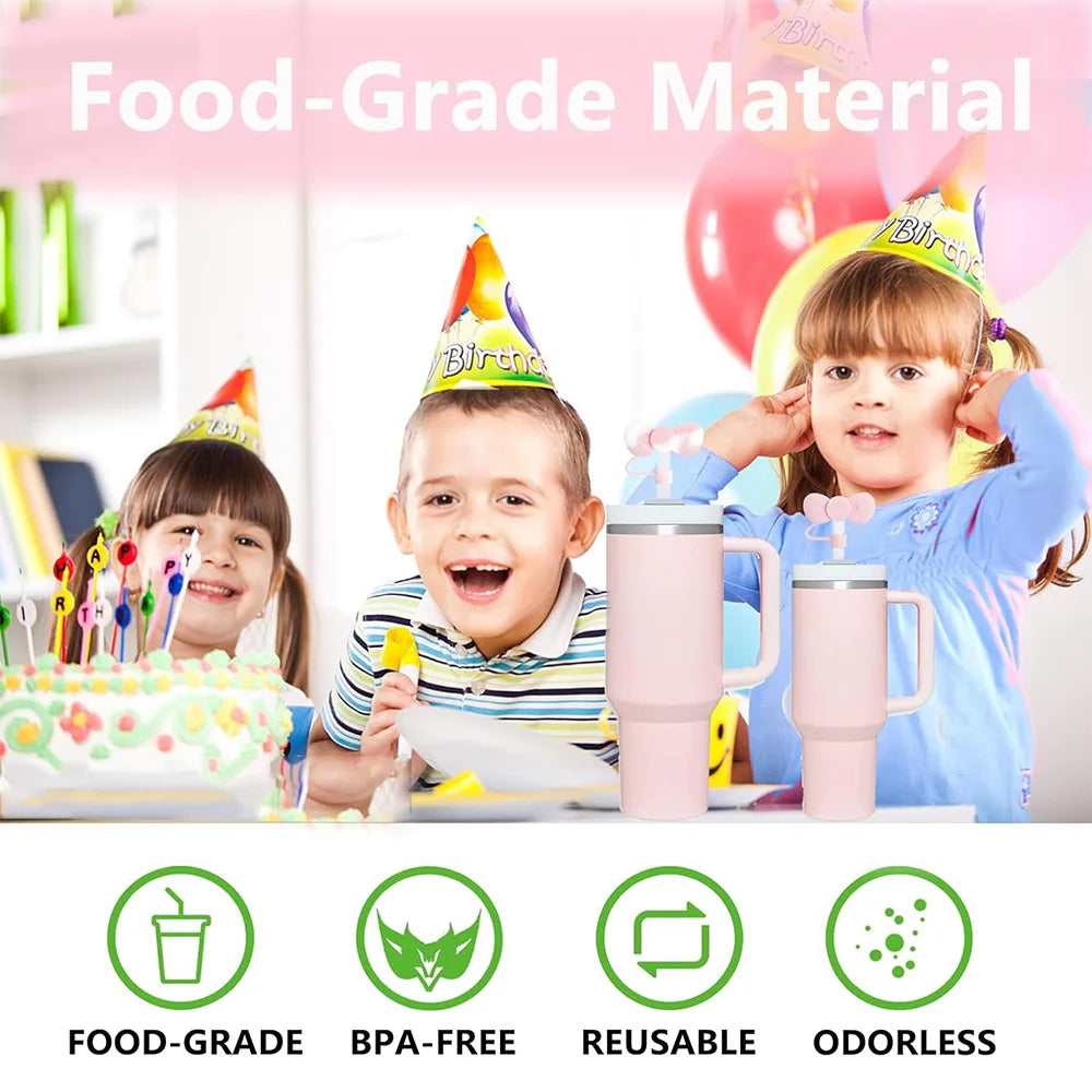 Lovely Bow straw covers cap Toppers For stanley 30&40 02 Tumbler CupReusable Cute silicone straw Tips Lids Protect Covers New