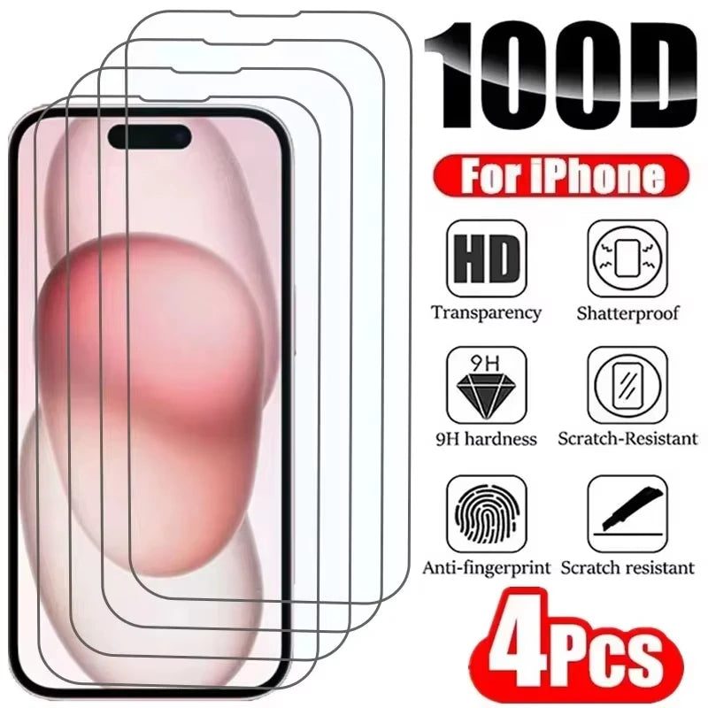 HD Tempered Glass for iPhone 17 16 Pro Max 18 16e 15 14 13 12 Mini 11 Air Screen Protector for iPhone X XR XS 7 8(No Black Edge)