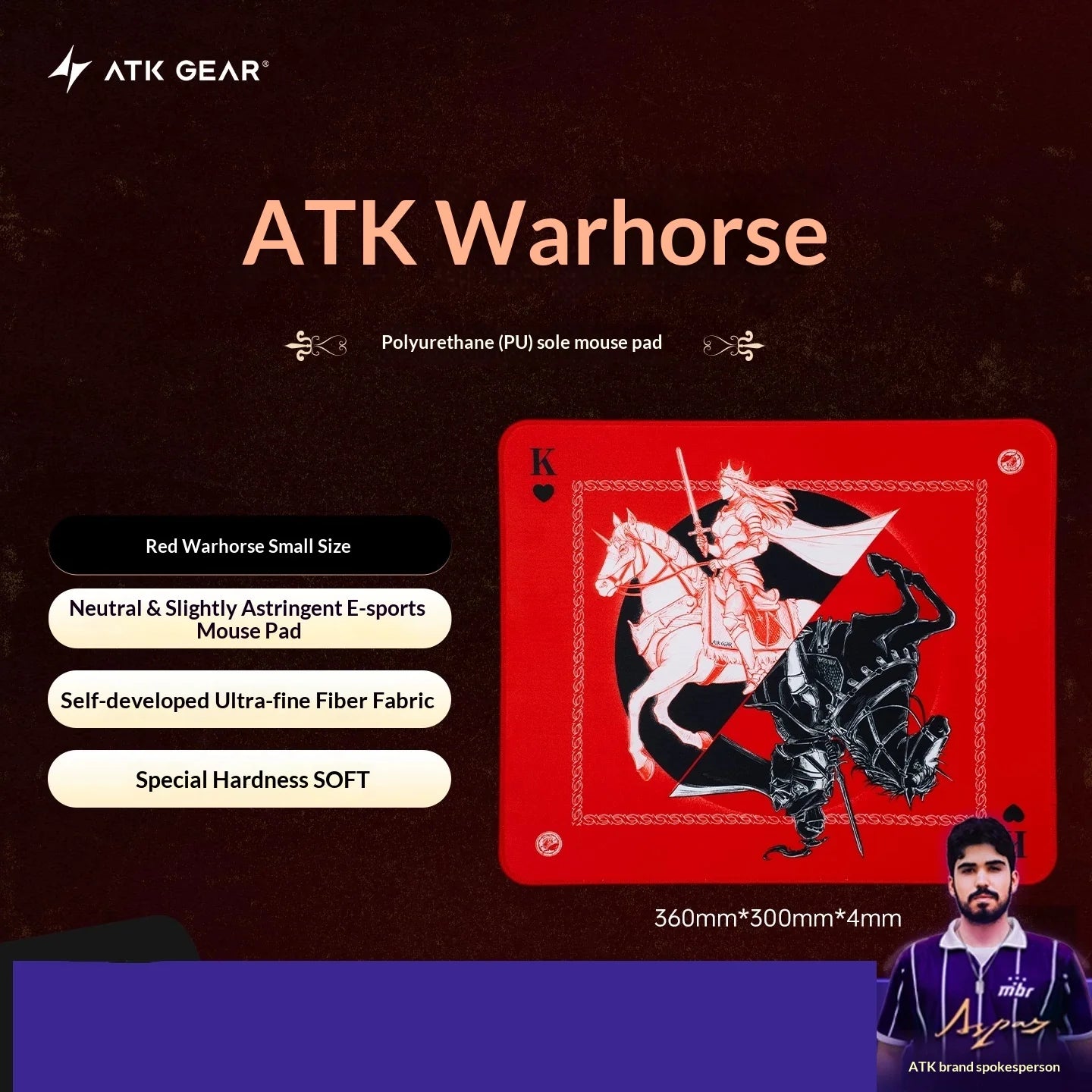 Genuine ATK Warhorse Battle Riding Mouse Pad Original Illustration E-Sports Fps Game Office Dedicated Fearless Contract Delta