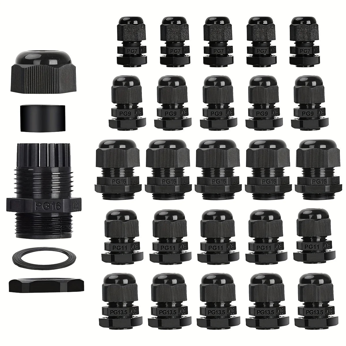 Cable Gland M8 M10 M12 M16 M20 PG7 PG9 PG11 PG16 Waterproof Cable Glands Plastic Nylon Cable Connector IP68 for Electrica Wire