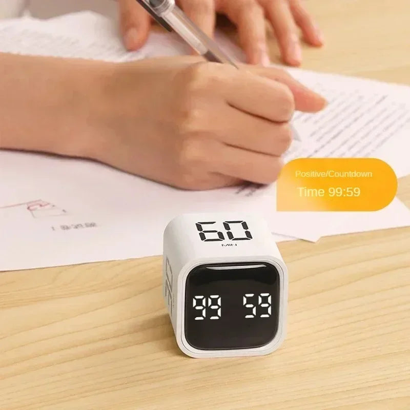1pc Mini Productivity Cube Timer Gravity Sensor Flipping LED Display 4 Preset Time Dual Modes Countdown Cooking Study