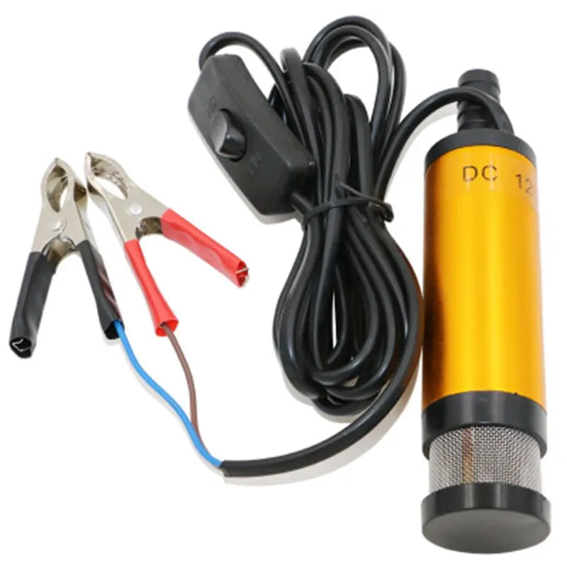 12V/24V DC Mini Portable Electric Submersible Pump - 12L/min, Aluminum Alloy Shell, Fuel/Diesel/Oil/Water Transfer