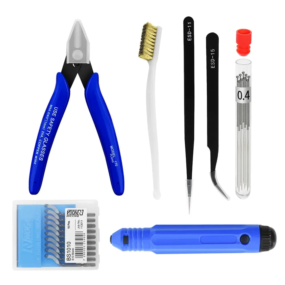 3D Printer Tool Kit Trimming Knife Scraper Cleaning Needle Tweezers Pliers Scraper Basic Deburring Tools Kit DIY 3D Printer Part