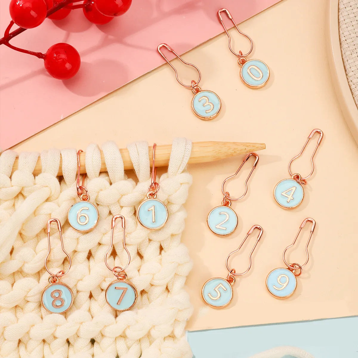 10pcs Knitting Tools Set for Sweater Knitting with Needle Number Markings Drip Oil Alloy Numbers And Buttons - Knit Accessories