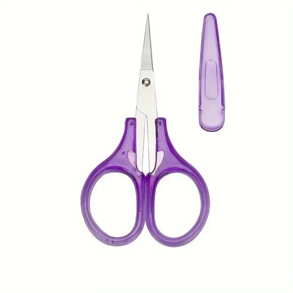 Portable Travel Craft Scissors 1PC Compact Precision Stainless Steel Blade Scissors With Protective Cap Office Stationery