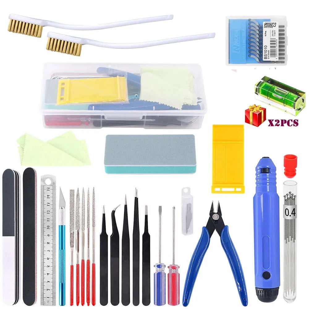 3D Printer Tool Kit Trimming Knife Scraper Cleaning Needle Tweezers Pliers Scraper Basic Deburring Tools Kit DIY 3D Printer Part
