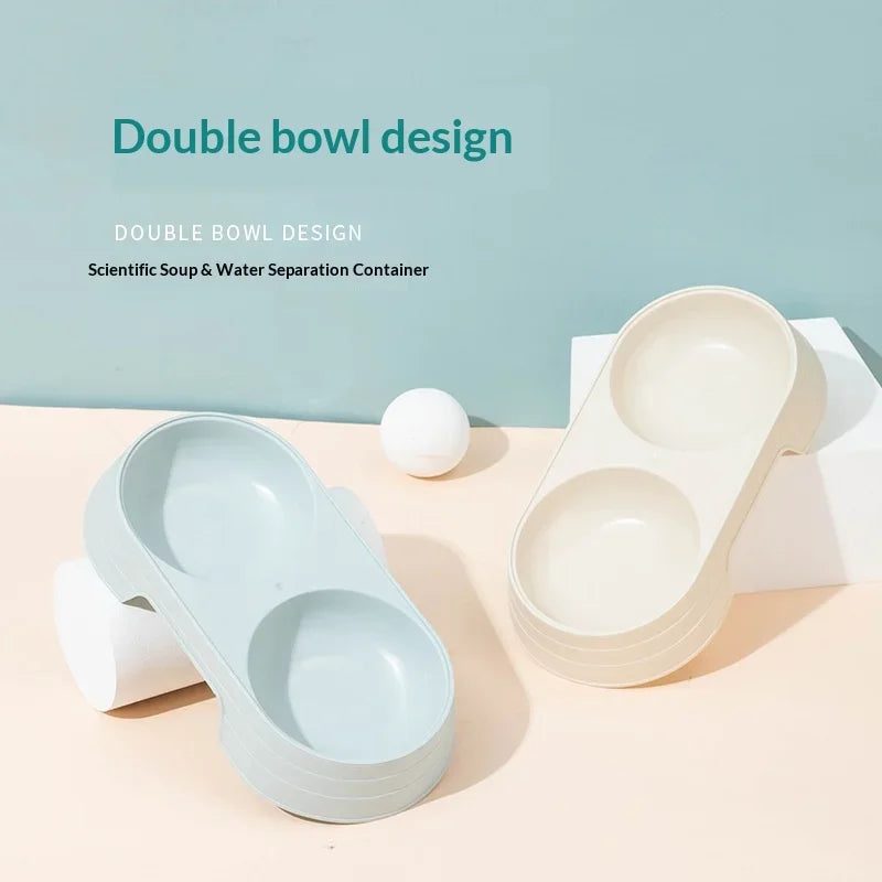 cat ear pet bowl elevated double bowls non-slip feeder dog cat food water bowl eco-friendly durable