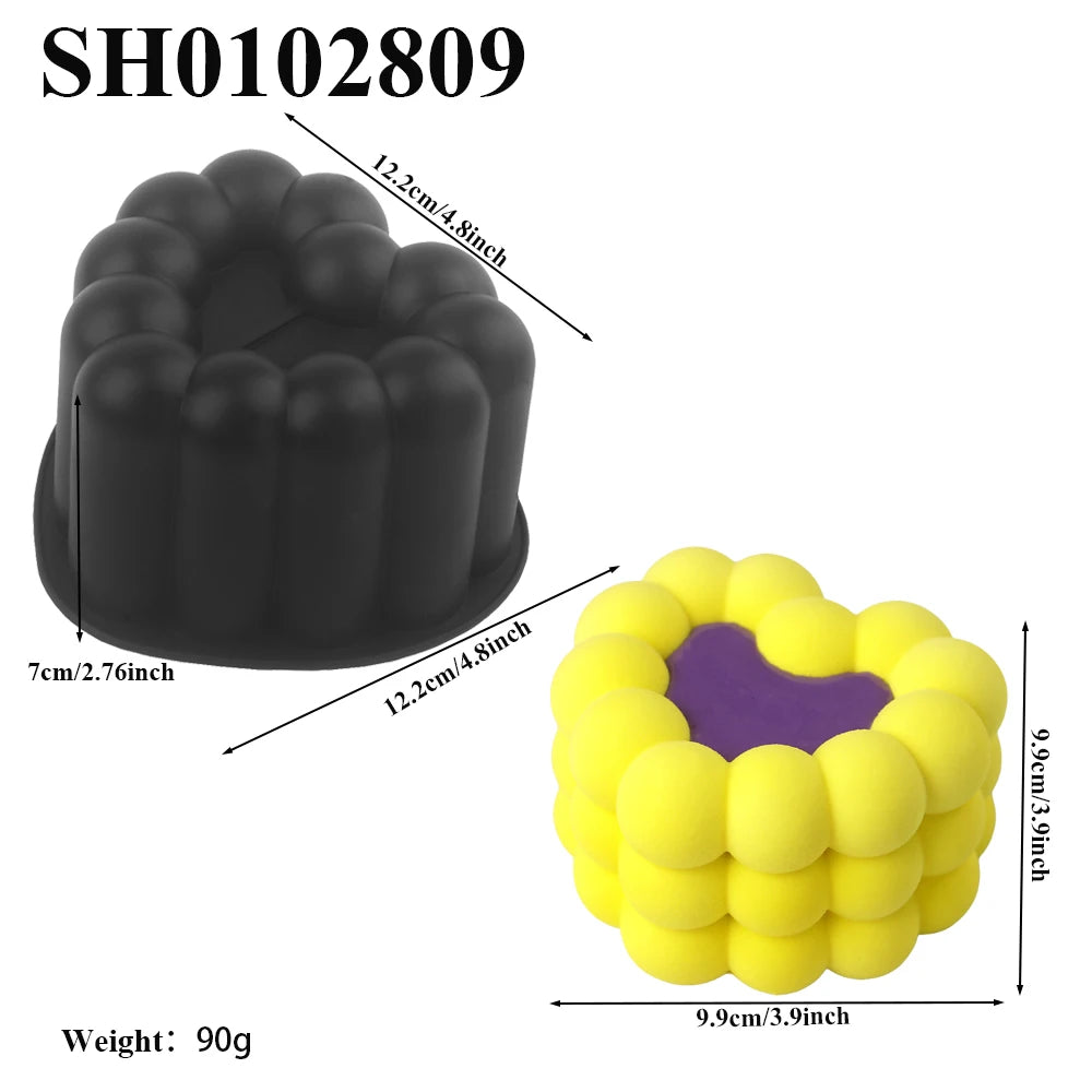 Heart Shaped Cylindrical Square Texture French Mousse Cake Mould Silicone Soap Mold Jelly Pudding Dessert Tools Kitchen Bakeware