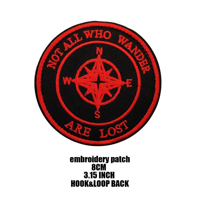 Outdoor Camping Tactical Patch Compass Wolf Embroidered Patch HOOK LOOP Badge Fit Backpack Jacket Clothing stickers