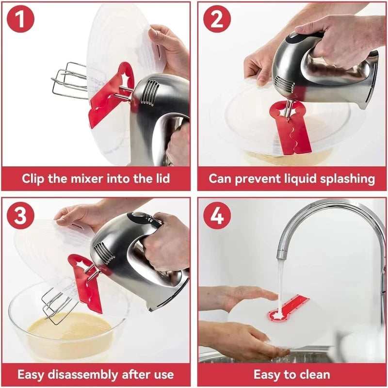 Silicone Mixing Bowl Splatter Guard: Egg Beater Cover & Flour Shield, Heat Resistant Non-Slip Kitchen Gadget