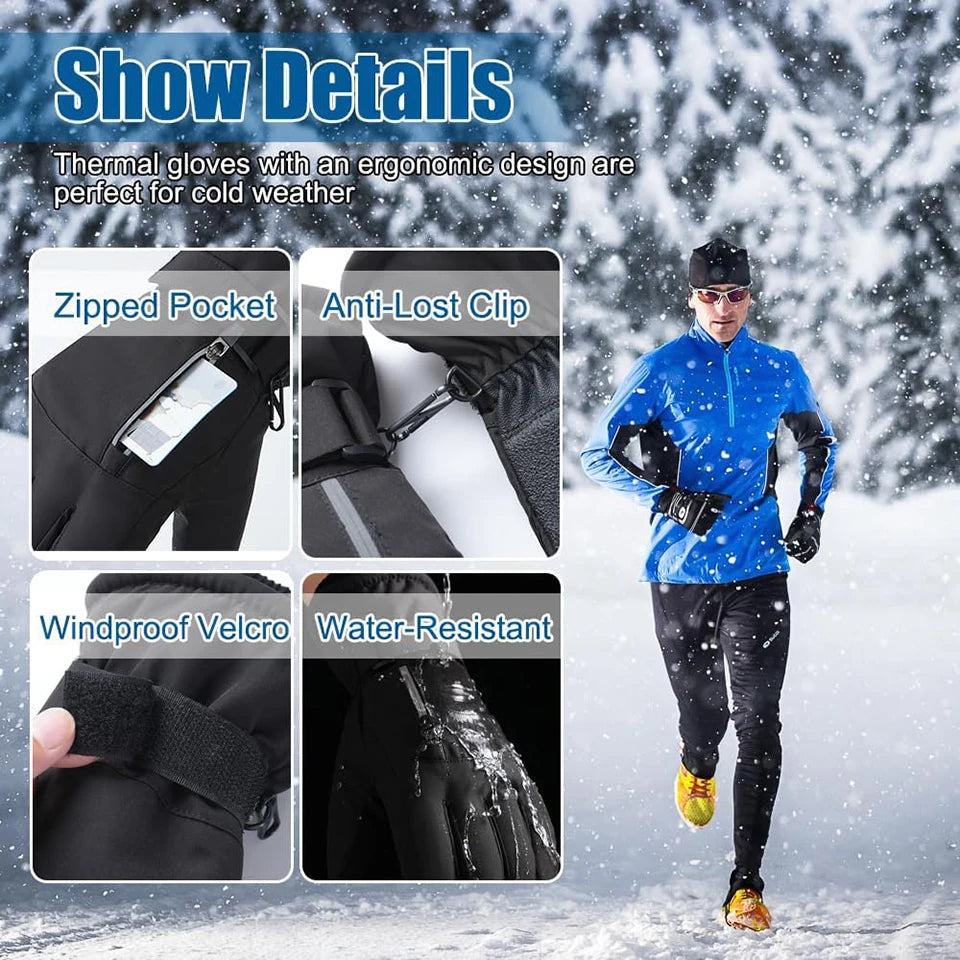 GTUBIKE Waterproof Men’s Women’s Winter Cycling Gloves Thermal Touchscreen Ski Gloves for Running Outdoor Sports Gloves