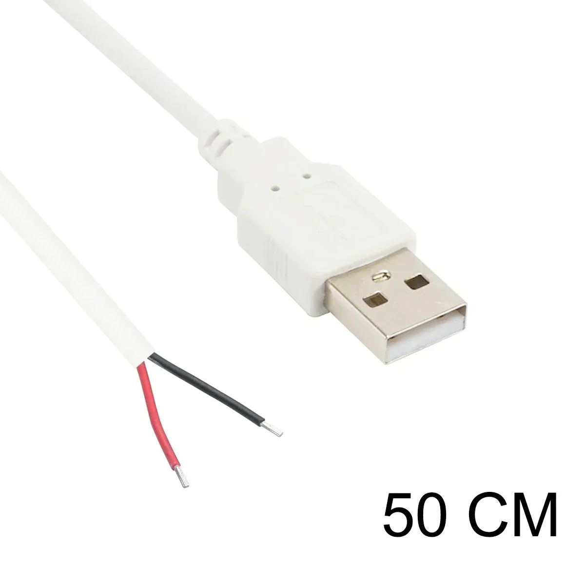 USB A Male 2 Pin Bare Wire USB 5V 3A Pigtail Open End Power Cable for Small Fan USB Equipment Installed Replace Repair DIY Cord