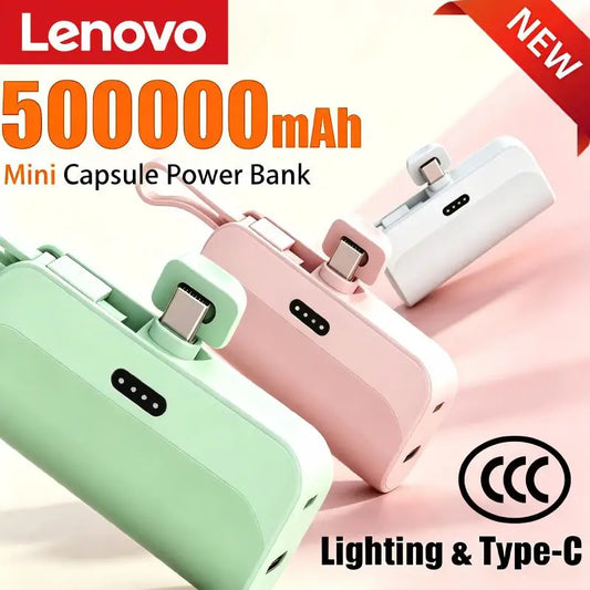 Lenovo 50000mAh Capsule Power Bank High Capacity Super Fast Charging Powerbank Portable External Battery For All Phones New