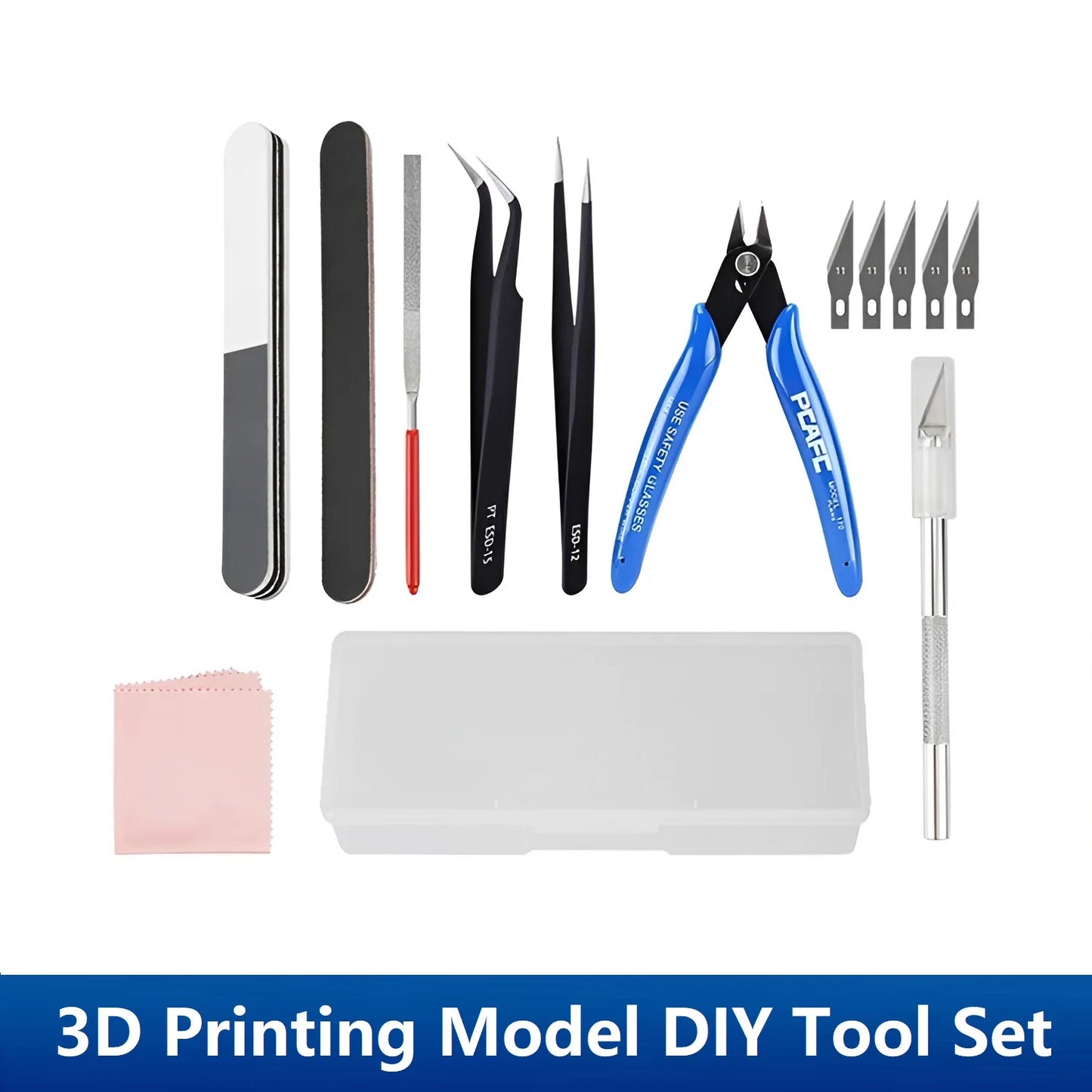 3D Printer Tool Kit Trimming Knife Scraper Cleaning Needle Tweezers Pliers Scraper Basic Deburring Tools Kit DIY 3D Printer Part